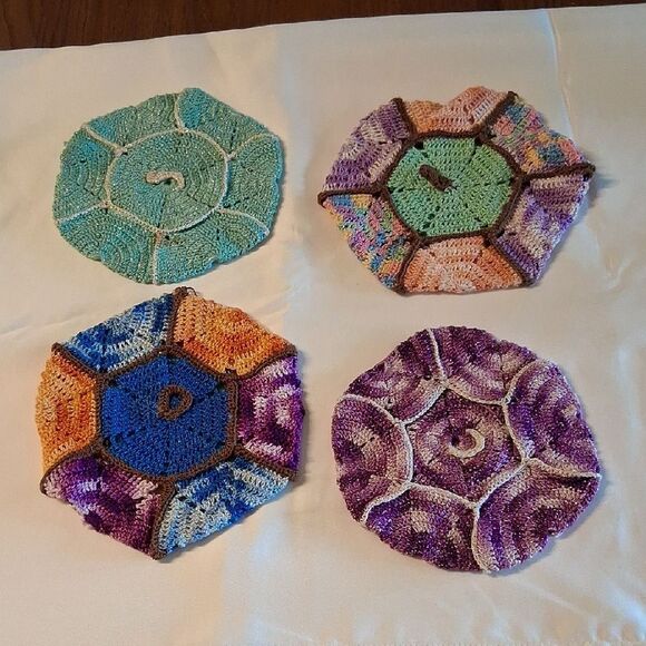 Colorful Crocheted 7" Coasters/potholder Set - Picture 1 of 11